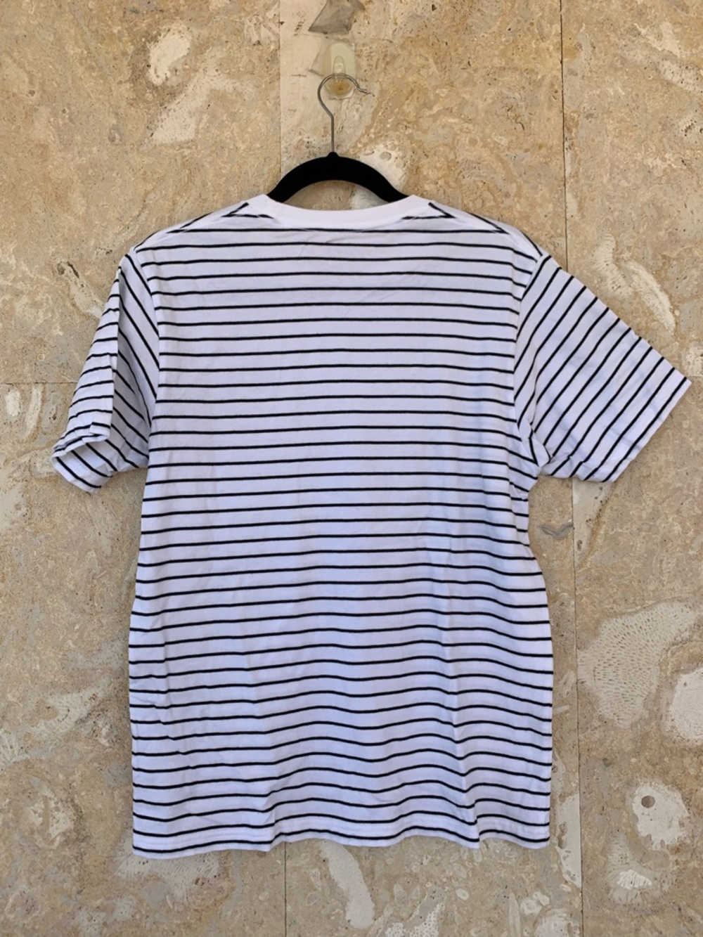Uniqlo White & Black Striped Pocket Tee with Mickey & Minnie Embroidery - Picture 3 of 11